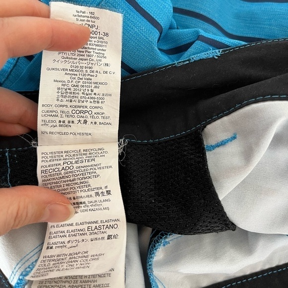 Quiksilver Amphibian Mens size 36 Shorts Swim Trunks Blue Stripe Stretch - Picture 7 of 13